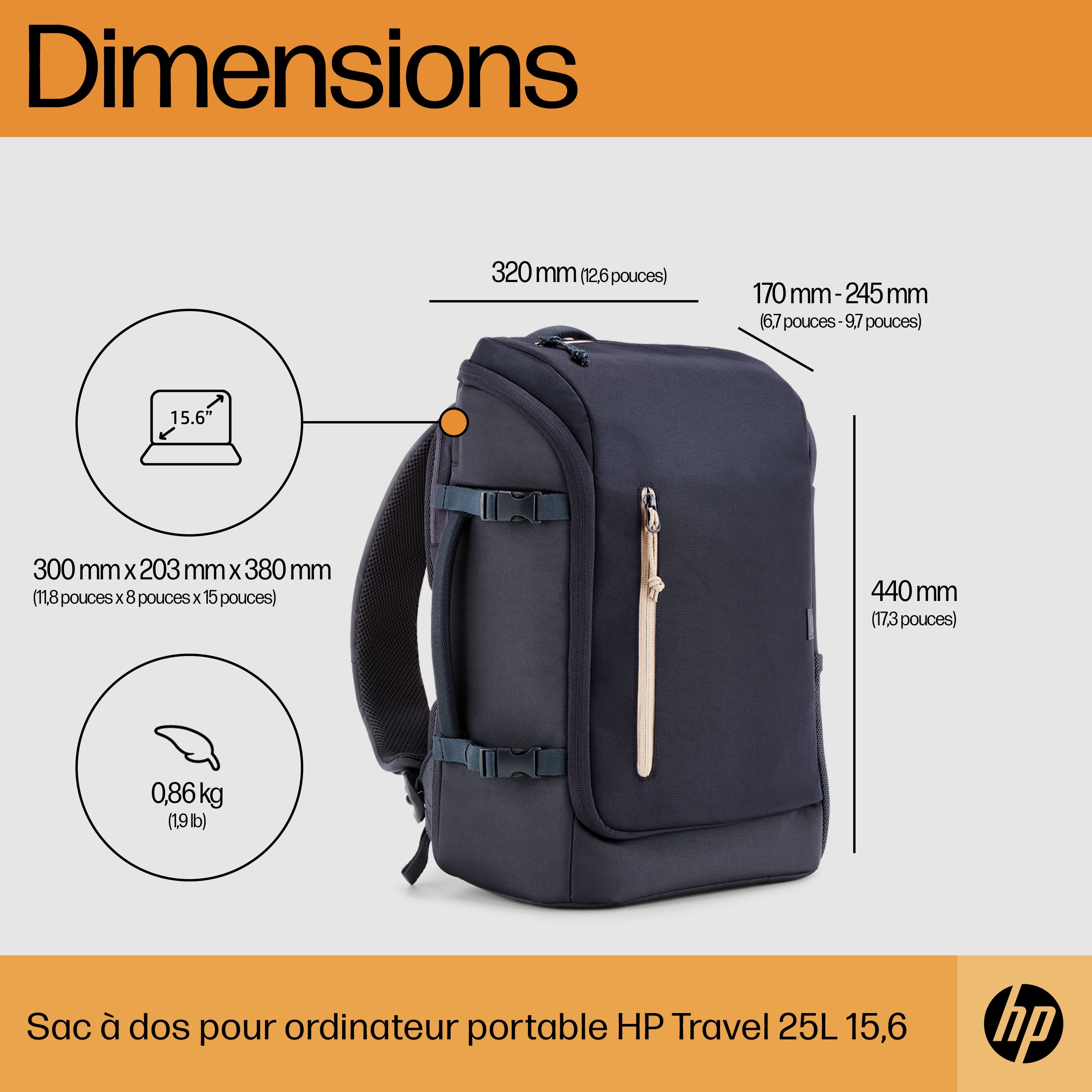 HP Travel 25L 15.6 IGRLaptop Bckpck