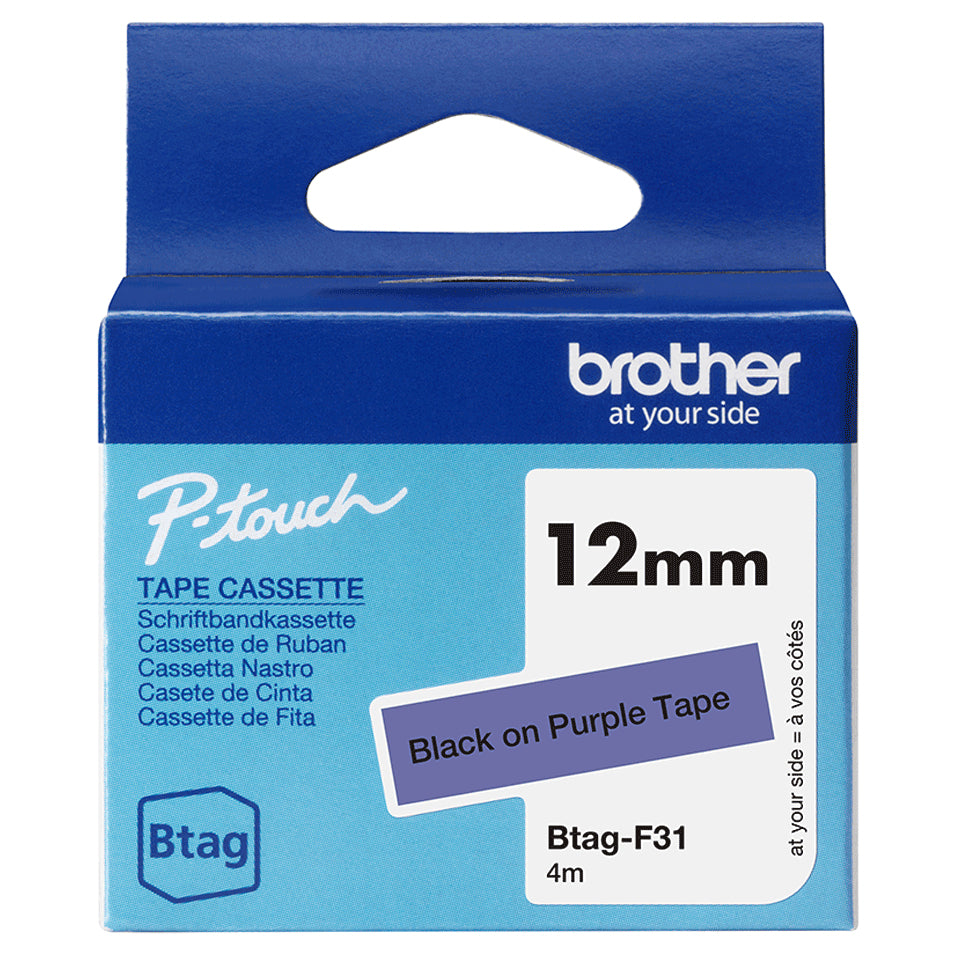 BROTHER 12MM Black on Purple BTAGF31 Ribbon
