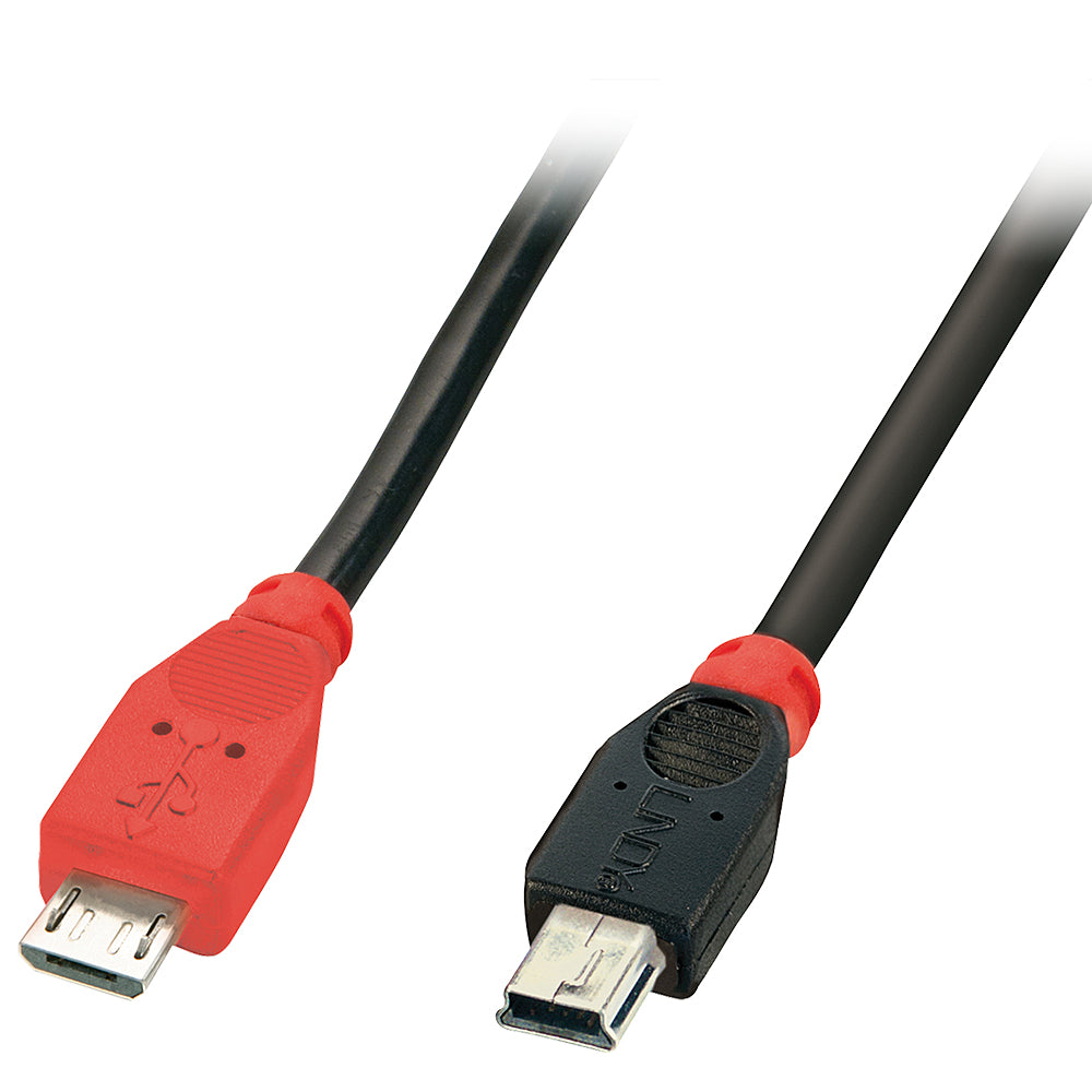 LINDY USB 2.0 Cable Type Micro-B/Mini-B OTG 0.5m Micro-B plug to Mini-B plug