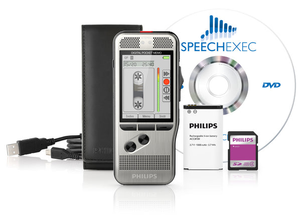 PHILIPS Pocket-Mémo 7200 avec un bouton glissière, 2 mic st, entrée carte SD