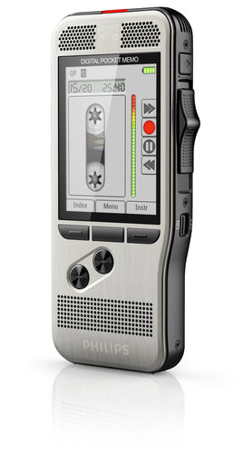PHILIPS Pocket-Mémo 7200 avec un bouton glissière, 2 mic st, entrée carte SD
