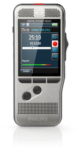 PHILIPS Pocket-Mémo 7200 avec un bouton glissière, 2 mic st, entrée carte SD
