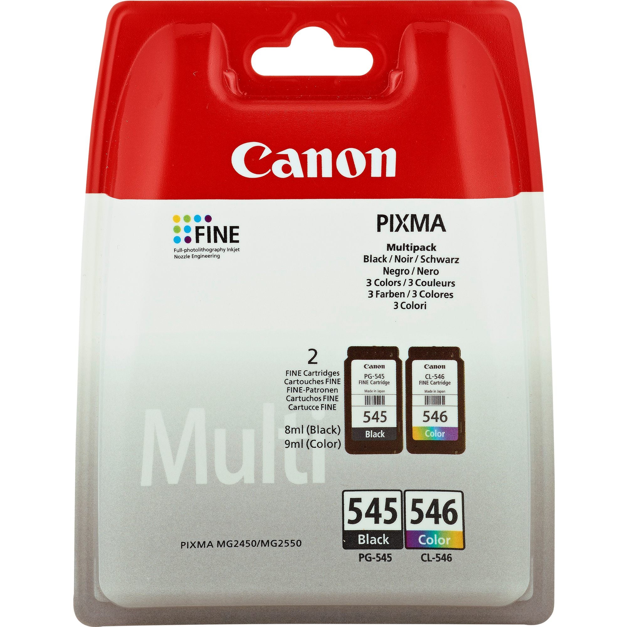 CANON 1LB PG-545 / CL-546 ink cartridge black and colour standard capacity bk: 180p cl: 180p 2-pack blister without alarm