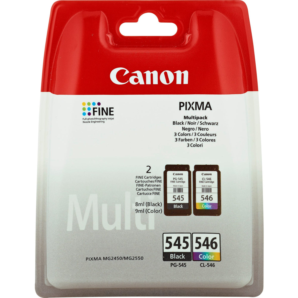 CANON 1LB PG-545 / CL-546 ink cartridge black and colour standard capacity bk: 180p cl: 180p 2-pack blister without alarm