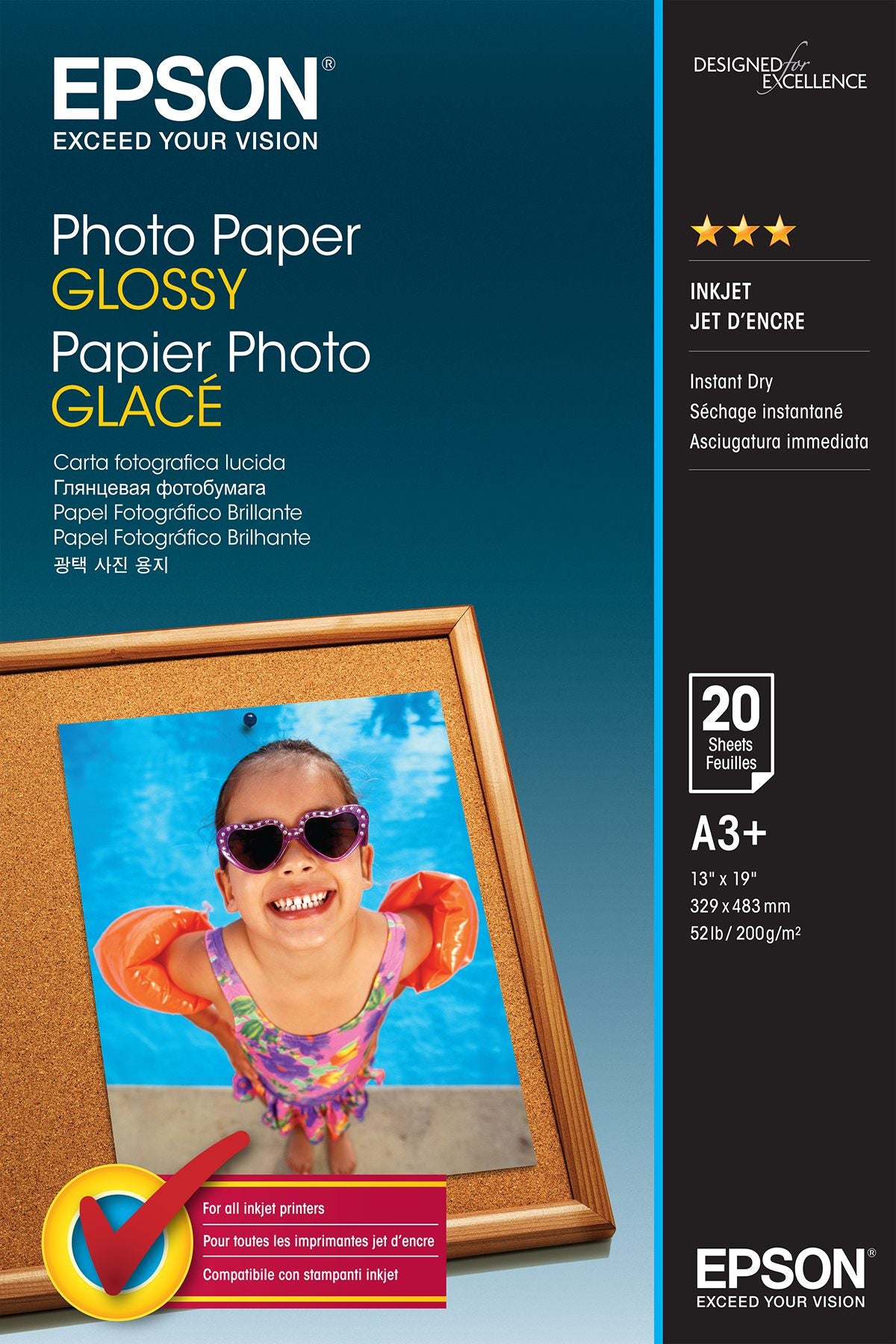 EPSON Papier Photo Glace 200g A3 (20f)