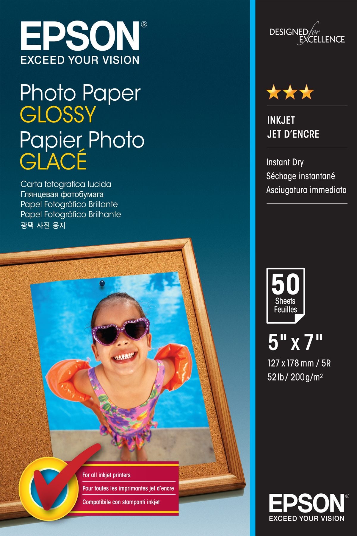 EPSON PHOTO  papier brillant 200g/m2 130x180mm 50 feuilles pack de 1
