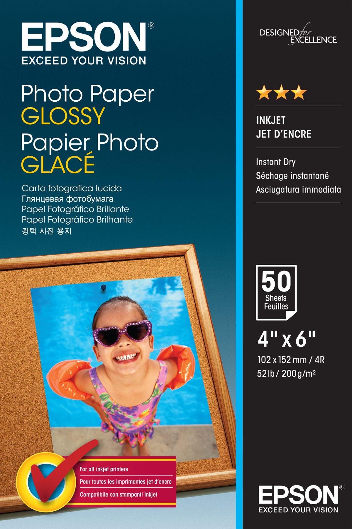 EPSON S042547 Photo  papier brillant 200g/m2 100x150mm 50 feuilles pack de 1