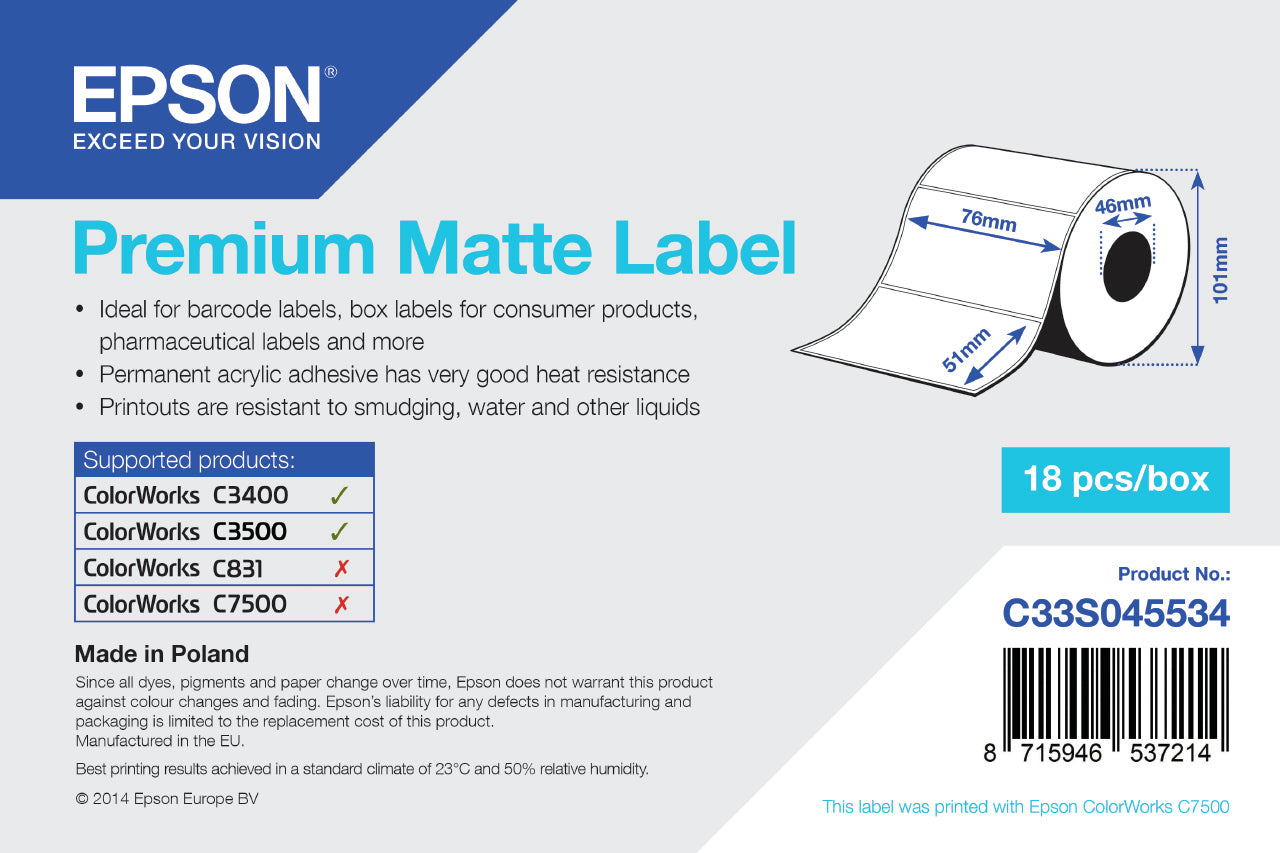 Epson Premium Matte Label Blanc