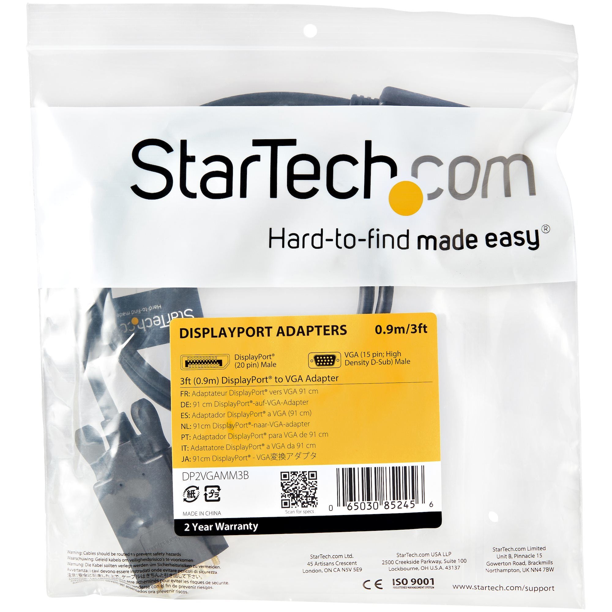3ft DisplayPort DP to VGA Adapter