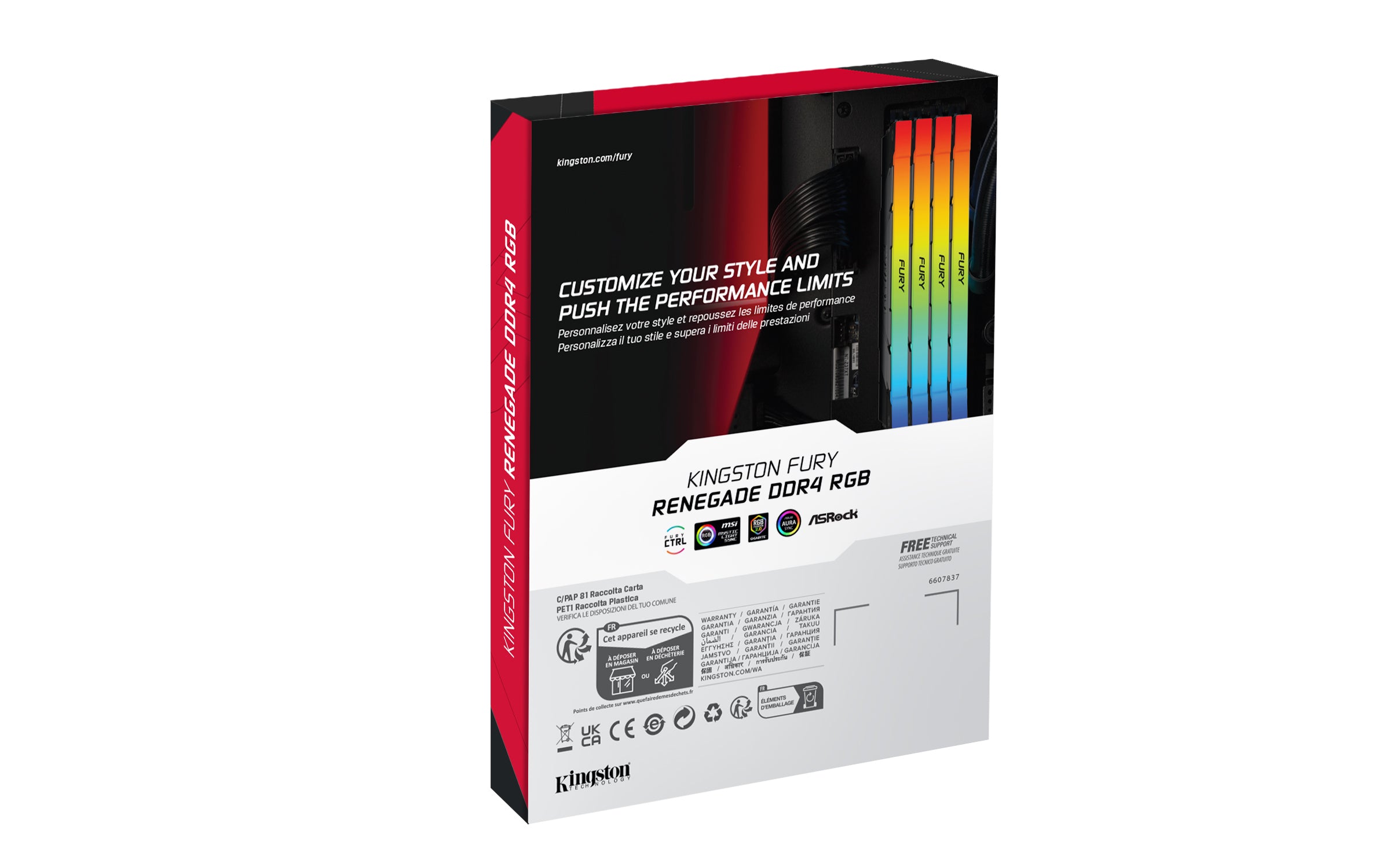 KINGSTON 16Go 3200MT/s DDR4 CL16 DIMM 1Gx8 FURY Renegade RGB