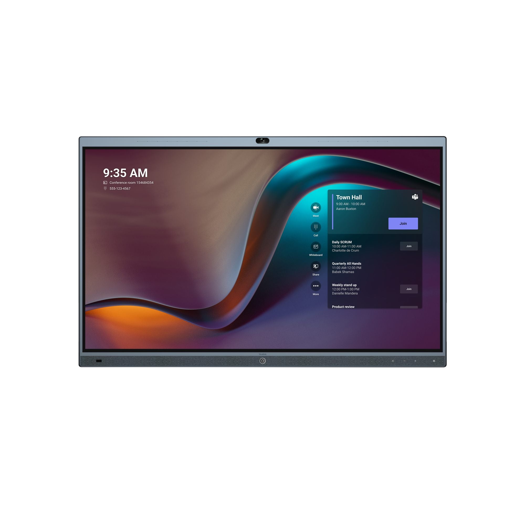 "Yealink MeetingBoard 165,1 cm (65"") 3840 x 2160 pixels LED Wi-Fi 6 (802.11ax) Noir Bluetooth"