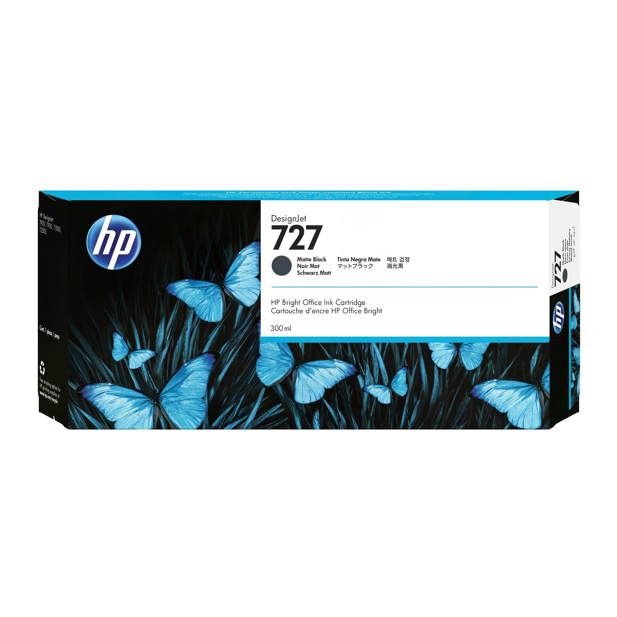 HP 727 original Ink cartridge C1Q12A mat black standard capacity 300 ml 1-pack