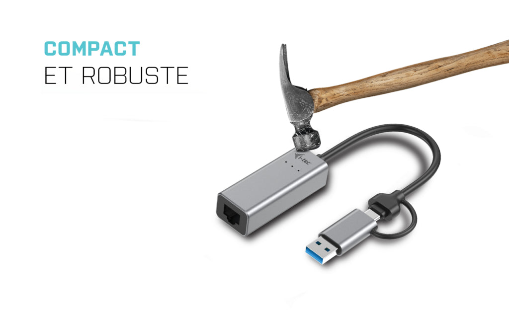 I-TEC USB-C Metal 2.5Gbps Ethernet Adapter 1x USB-C to RJ-45 LED compatible with Thunderbolt 3