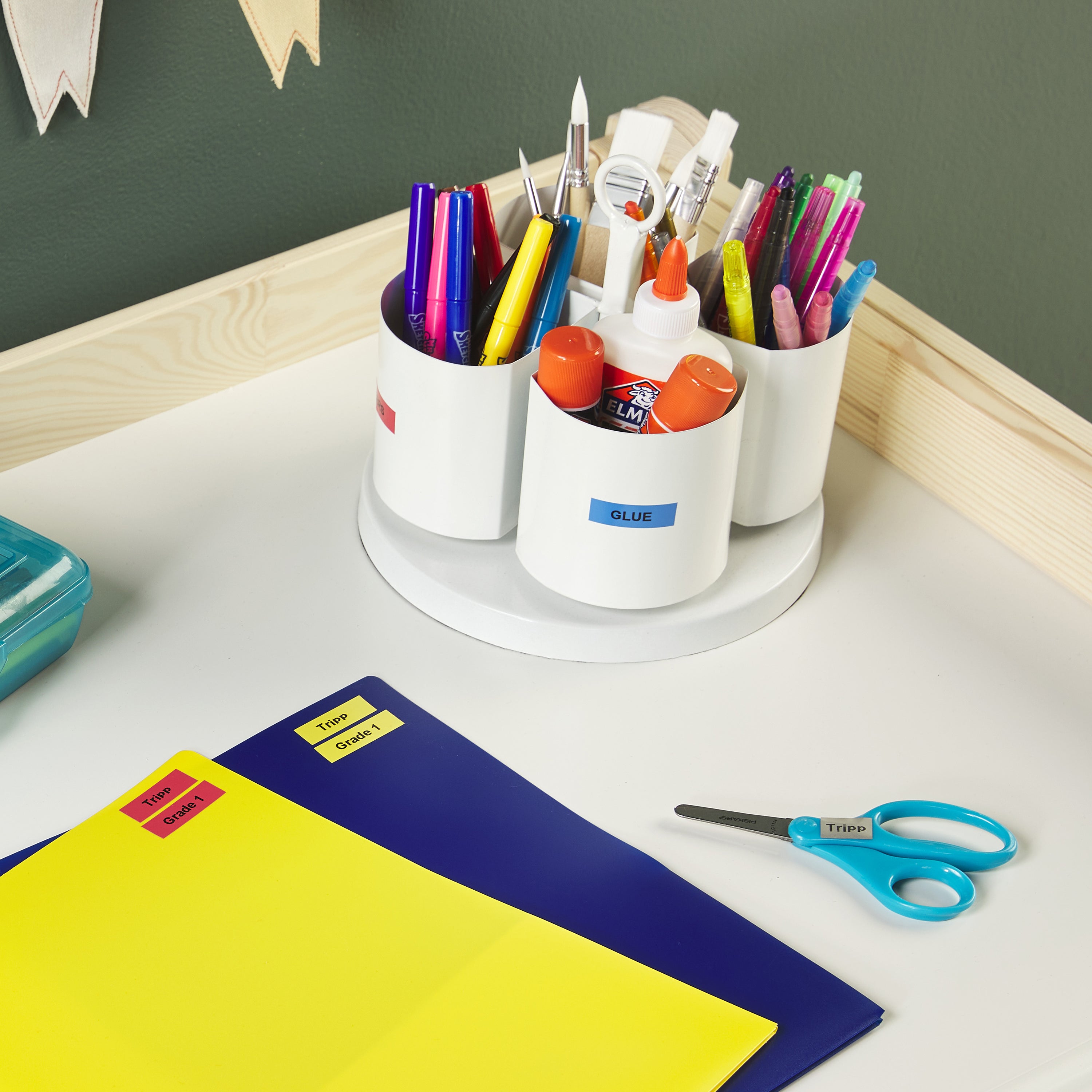 Ruban plastique dymo noir/bleu 12MM pour letratag