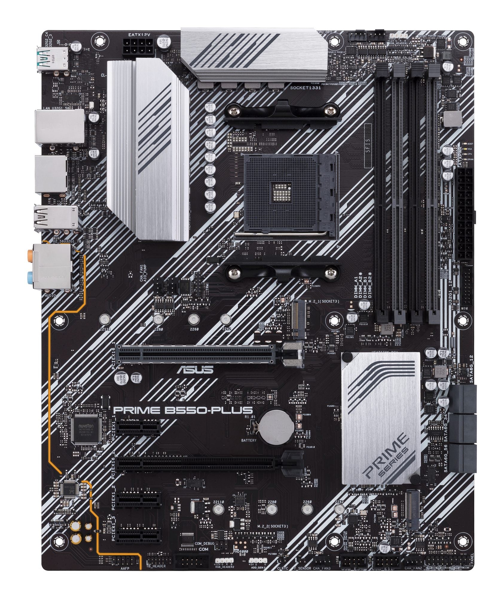 ASUS PRIME B550-PLUS AMD AM4 Socket ATX DDR4 3rd Gen AMD Ryzen Dual M.2 PCIe 4.0 1 Gb Ethernet USB 3.2 Gen 2 Type-A and Type-C