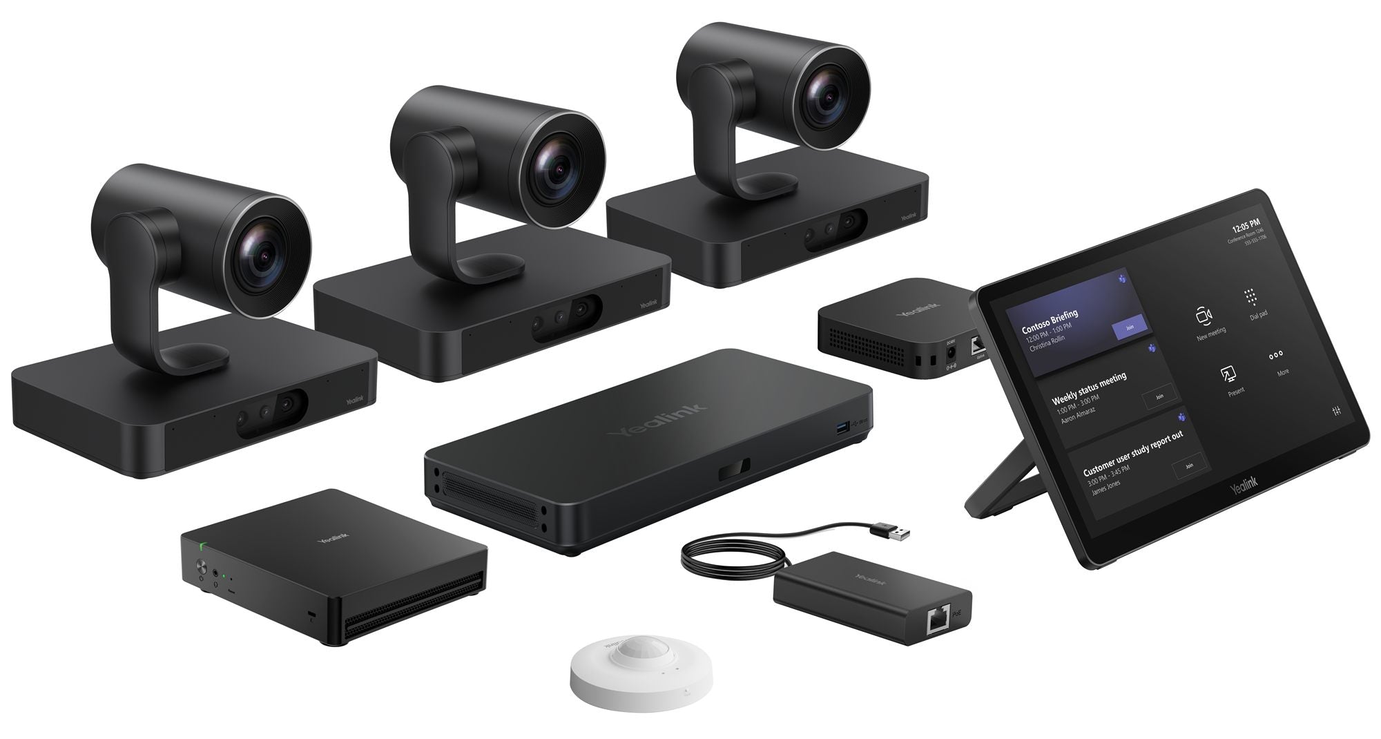 Yealink Native Microsoft Teams Rooms system for ProAV rooms : 3x SmartVision80, VCR20; MCoreKit-C5U; 1x AVHub; 1x MVC-BYOD-Extender USB-BYOD adapter; 1x RCH40 E2
