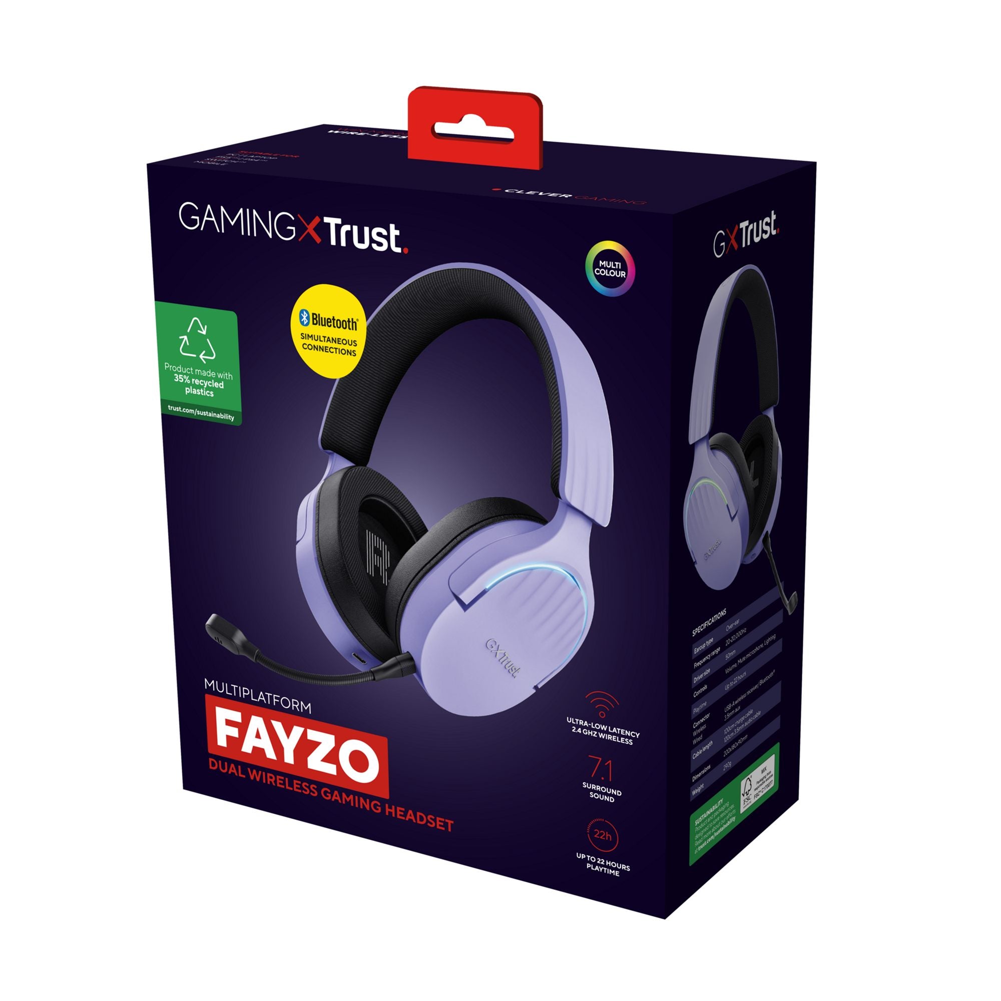TRUST Casque gaming sans fil FAYZO DUAL Wireless - Purple