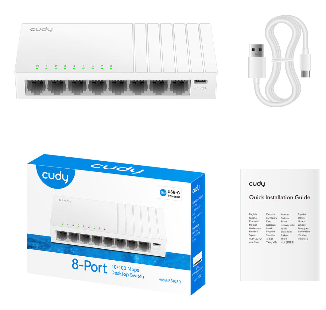 Cudy FS108D commutateur réseau Non-géré Fast Ethernet (10/100) Blanc