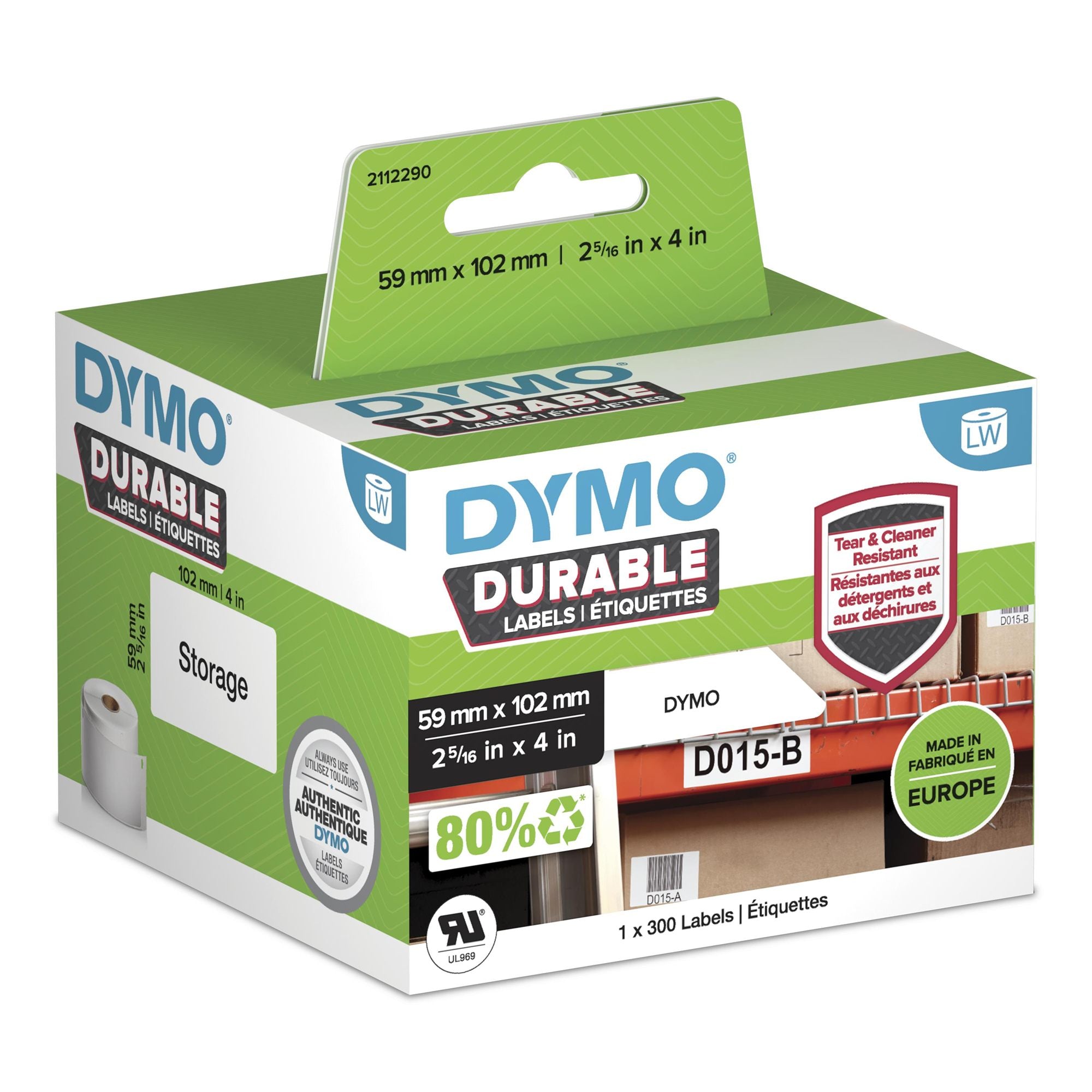 DYMO Etiquettes noir sur blanc 59x102m, 300 pcs pour LW450/5