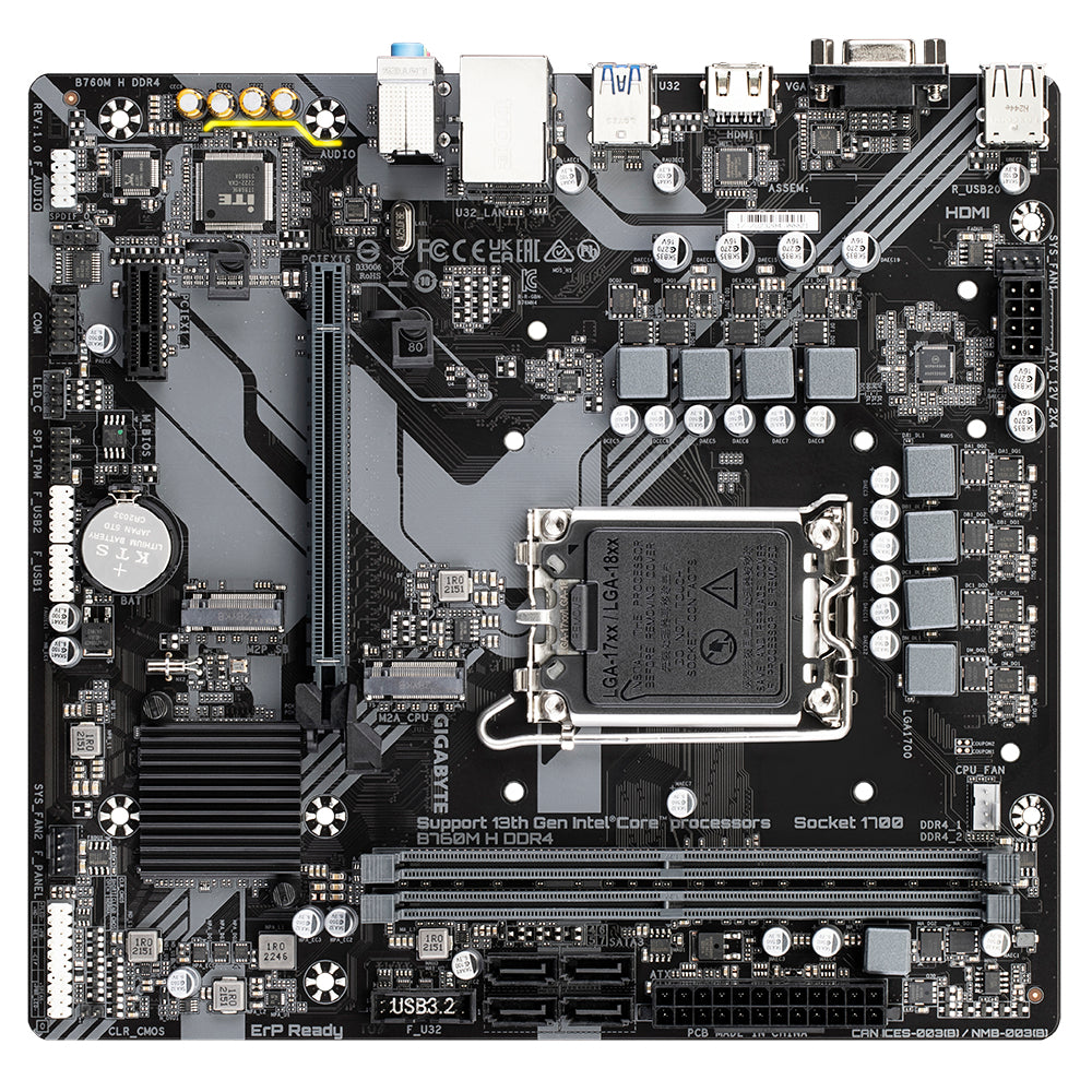 GIGABYTE B760M H DDR4 carte mere Intel B760 Express LGA 1700 micro ATX
