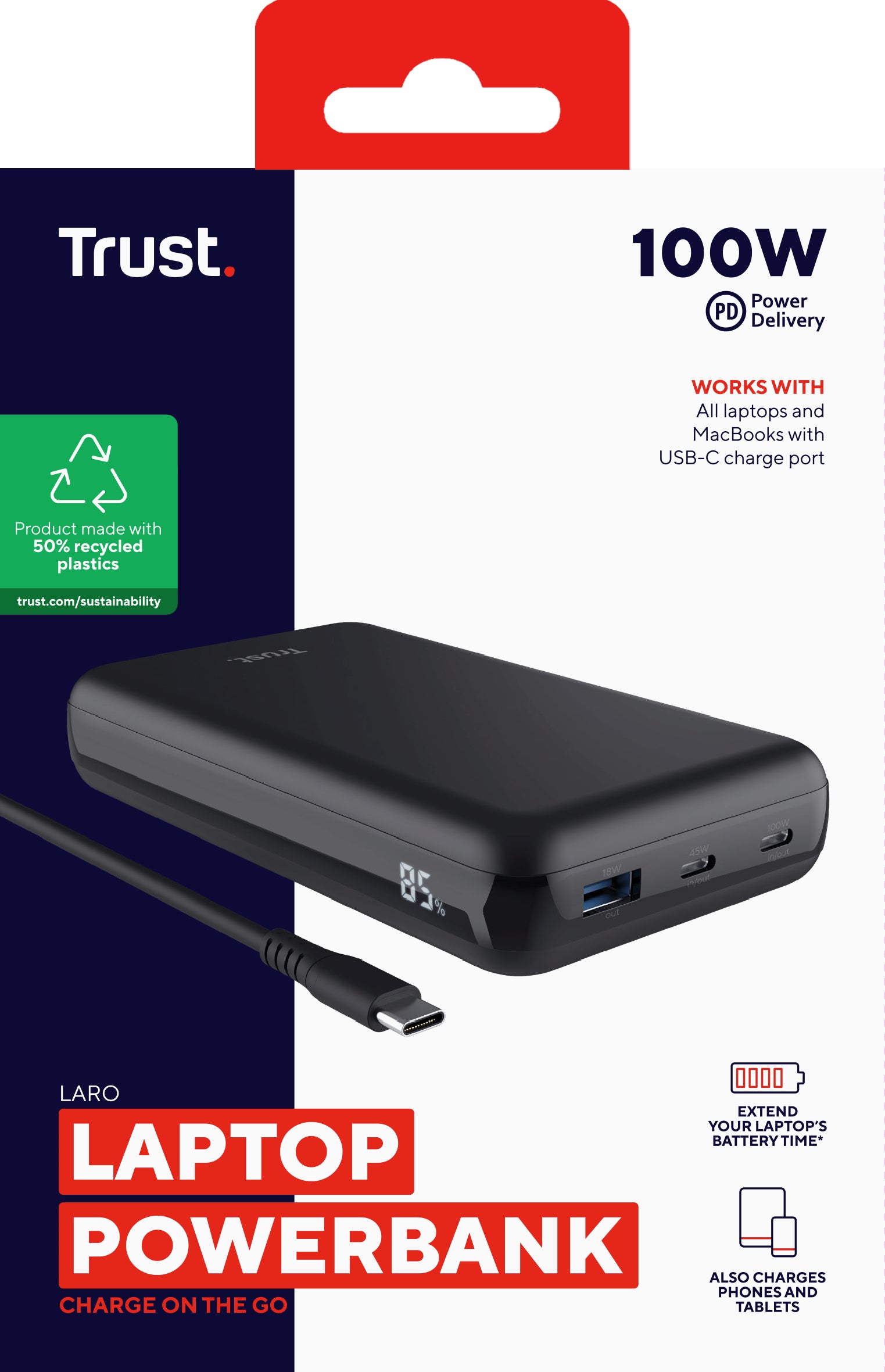 TRUST Powerbank LARO 100W USB-C pour ordinateur portable