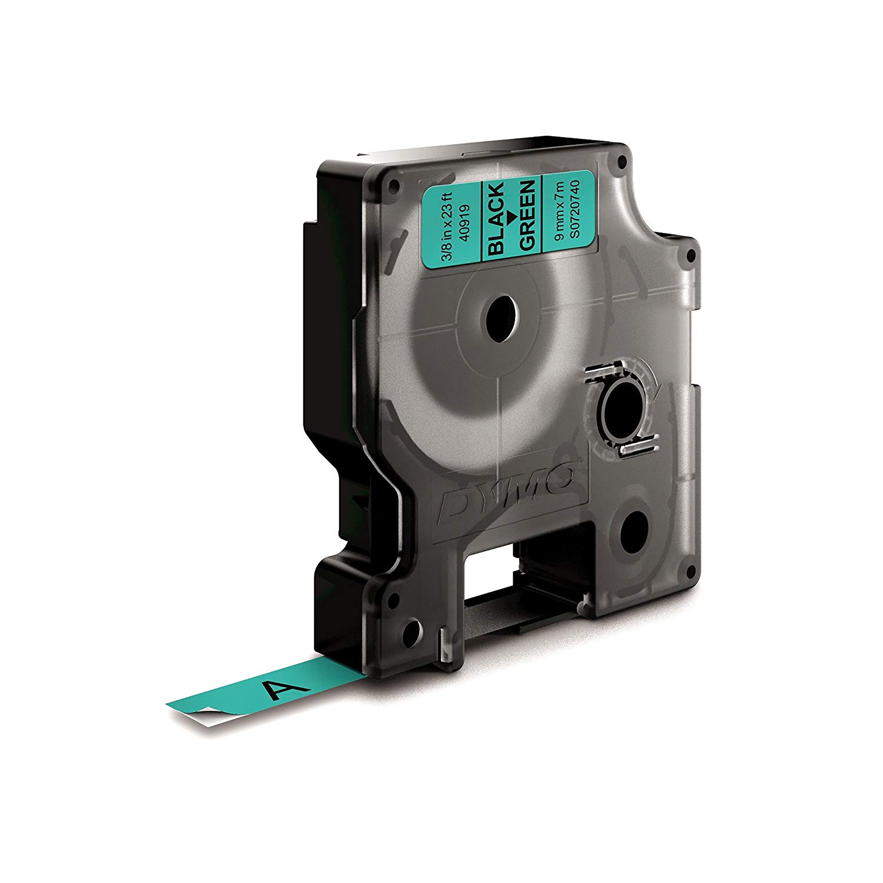 Ruban 9MM noir sur vert pour LP150/250-LM350/450/210D/220P