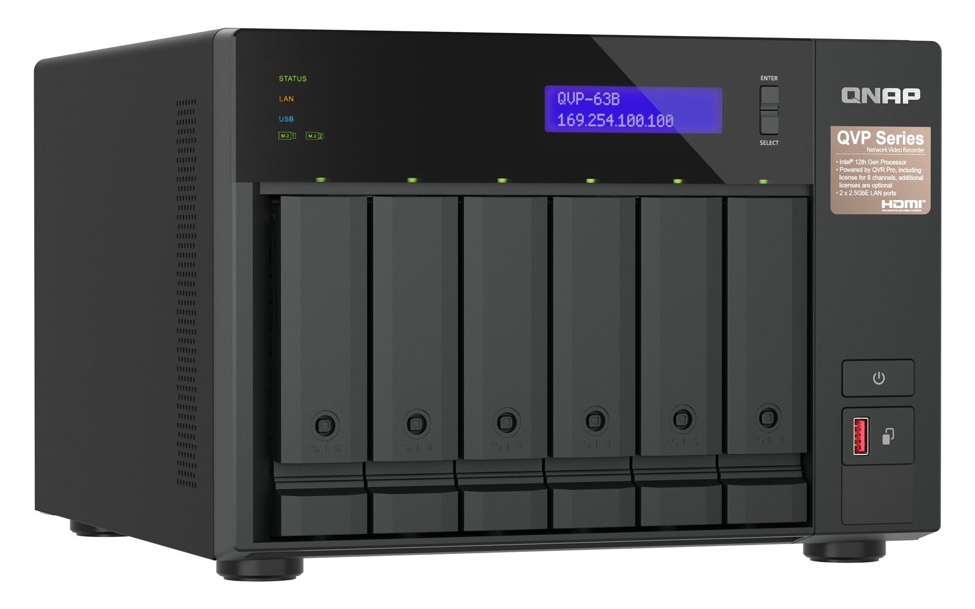 QNAP QVP-63B serveur de stockage NAS Tower Intel® Core™ i3 16 Go DDR4 0 To Noir