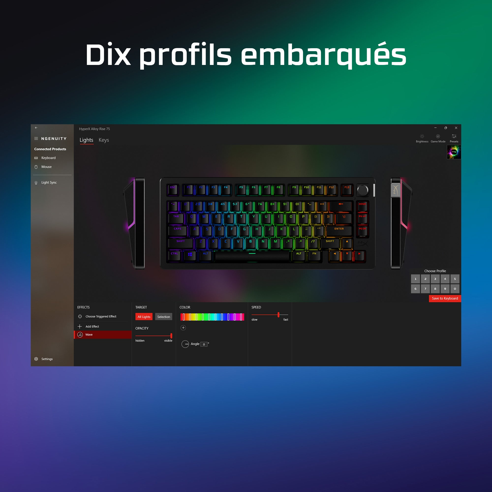 Clavier mécanique HyperX Alloy Rise 75 RGB - interrupteurs HX Red - QWERTY US INT