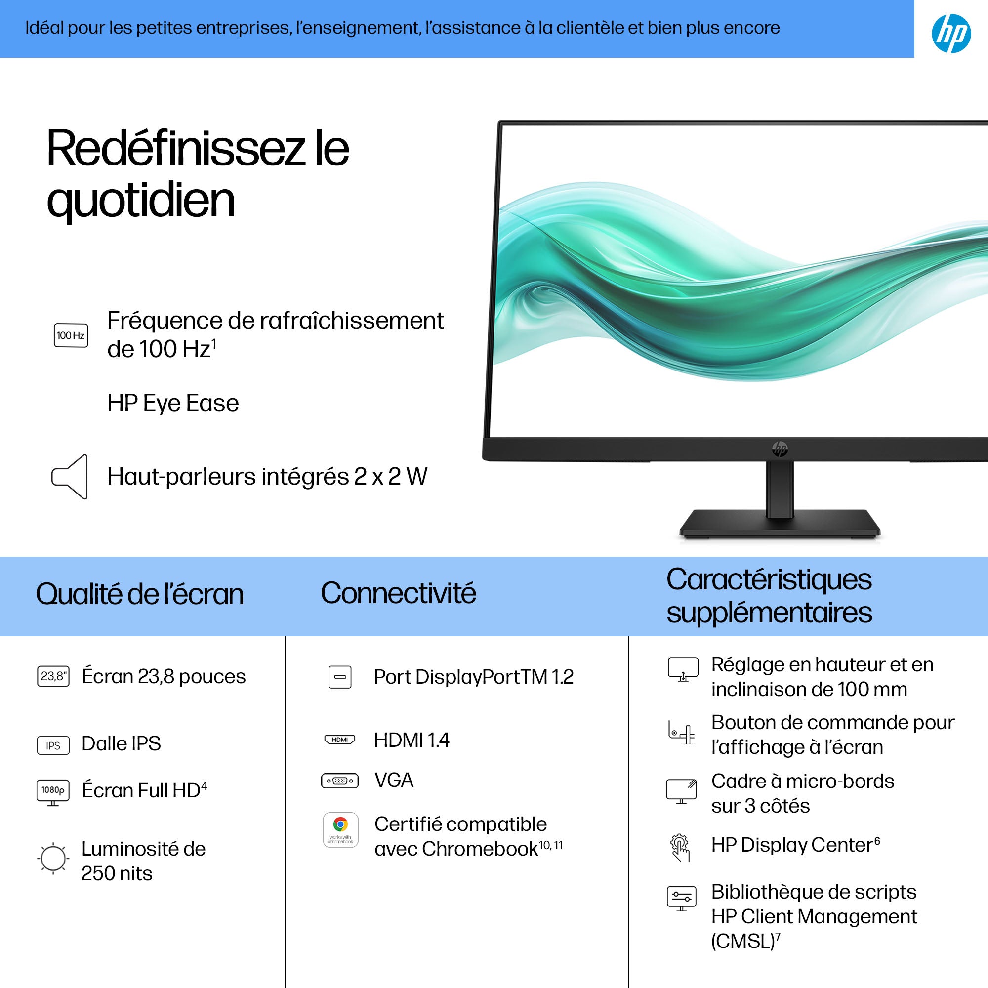 HP Series 3 Pro 23.8 inch FHD Monitor - 324ph écran plat de PC 60,5 cm (23.8") 1920 x 1080 pixels Full HD LCD Noir
