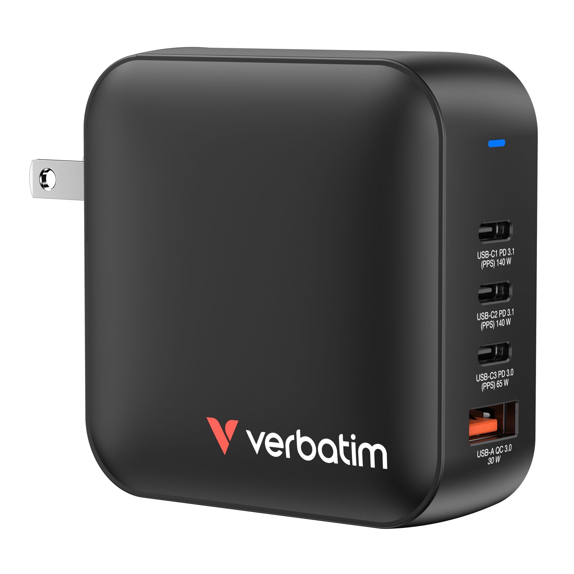 VERBATIM MINI GAN CHARGER 165W 4 PORT US/EU/UK ADP WCF (P)