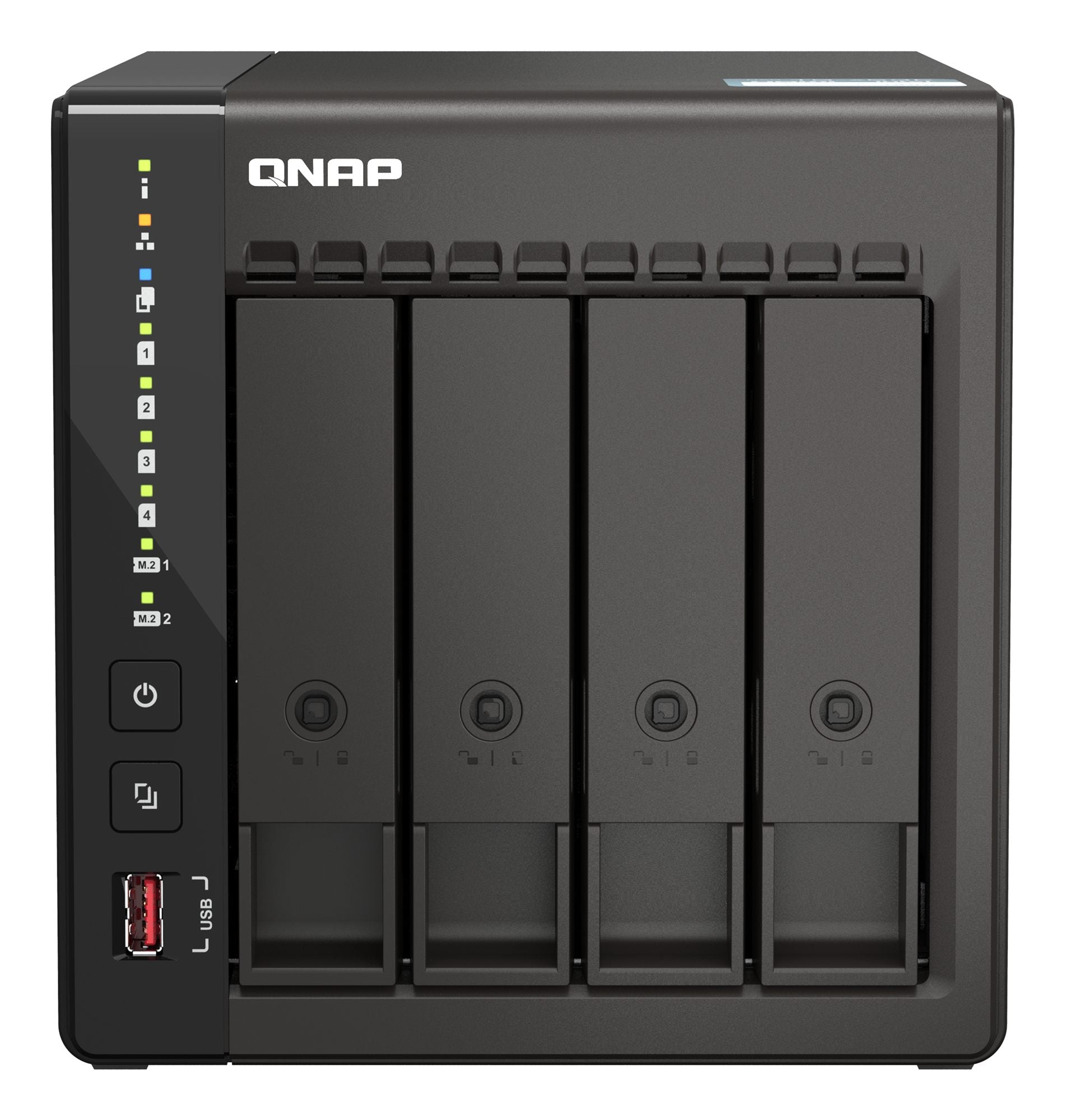 QNAP TS-453E-8G 4-bay desktop NAS Intel Celeron J6412 4C 2.0GHz burst 2.6GHz onboard 8Go RAM 2xHDMI 1.4b 2xM.2 2280 PCIe slots