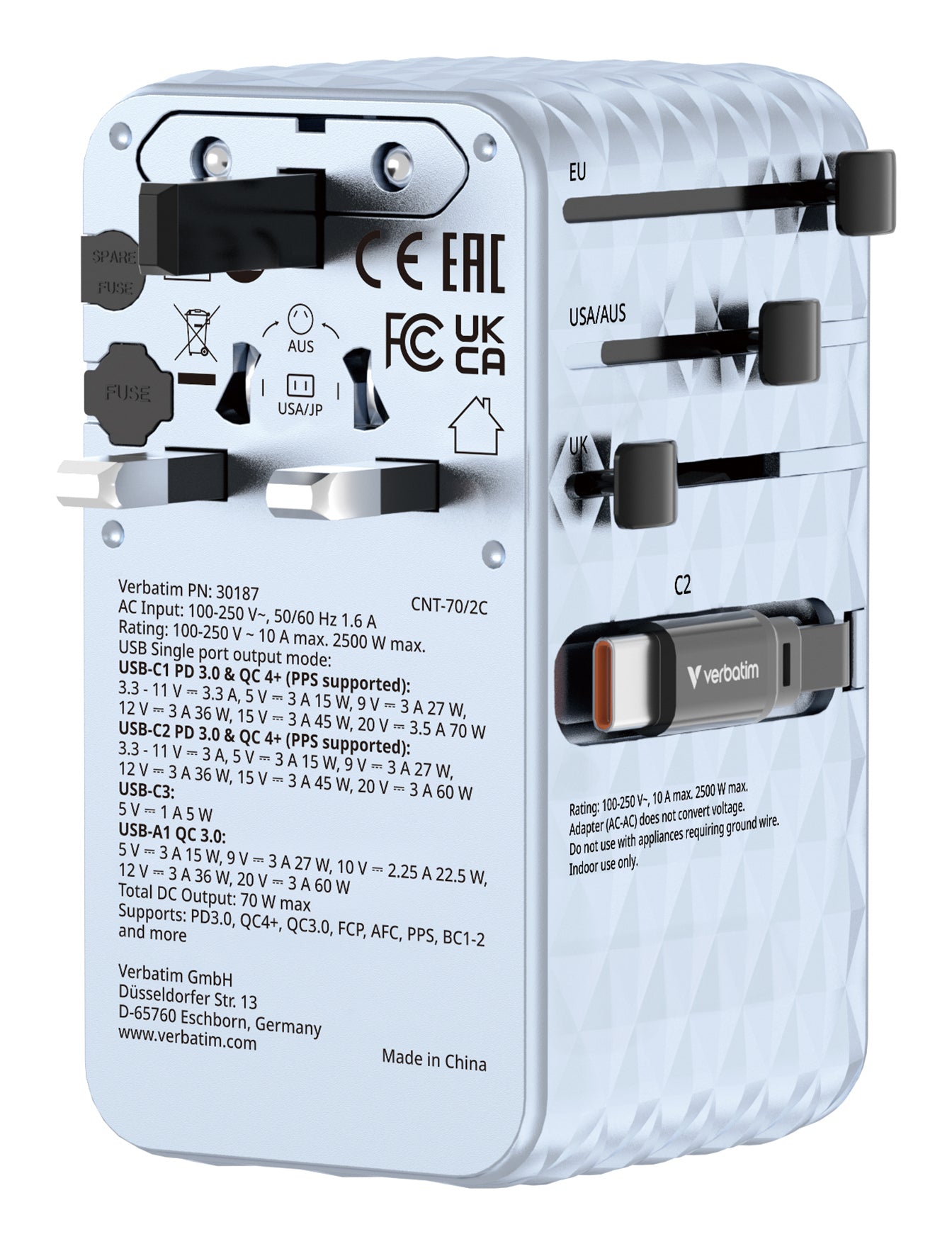 Charge 'n' Travel 70W 2C retractable Uni