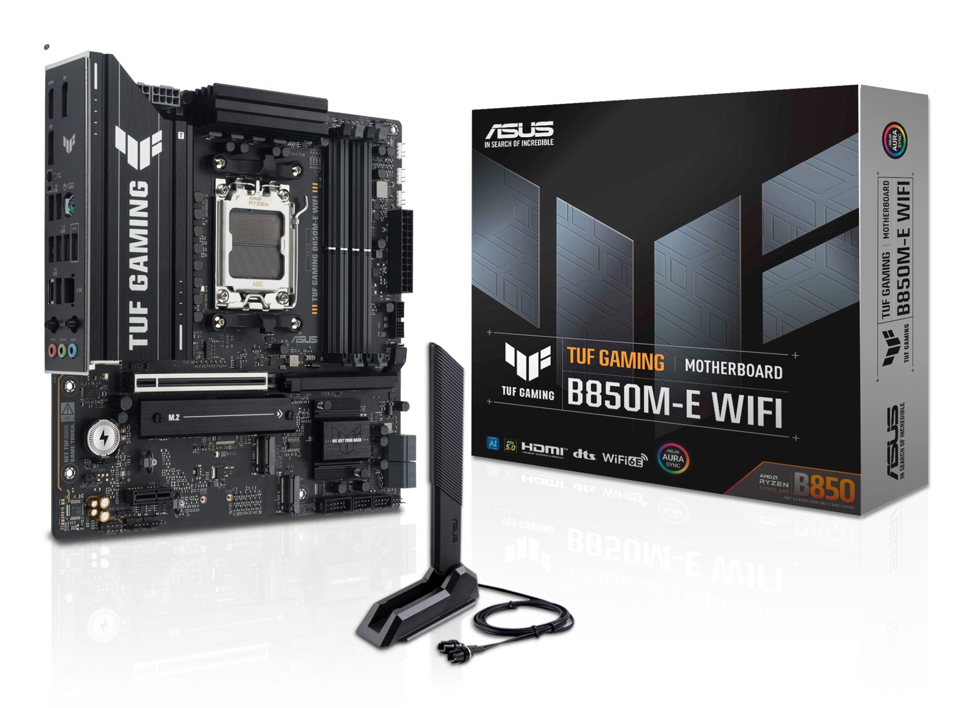 ASUS TUF GAMING B850M-E WIFI AMD AM5 mATX motherboard 4xDDR5 PCIe 5.0 3xM.2 1xHDMI 1xDisplayPort 4xSATA