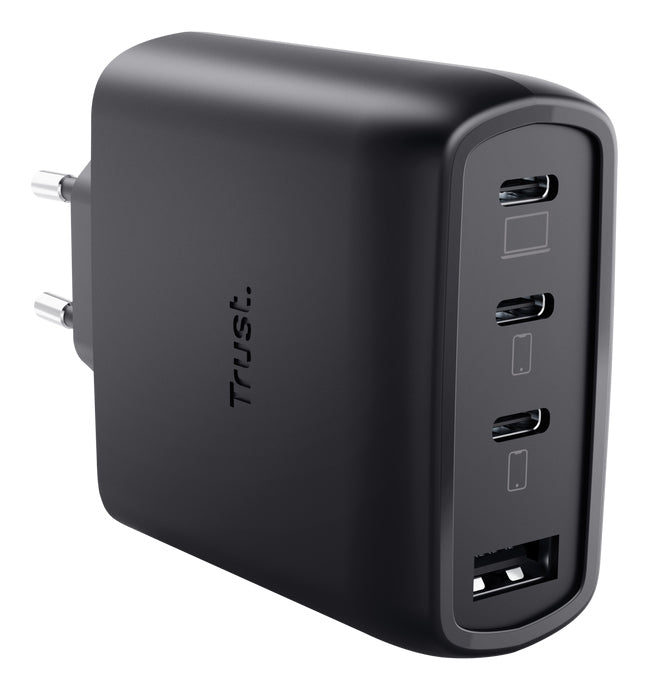TRUST Chargeur MAXO USB 65 watts GAN 4 ports 3 USB-C + 1 USB-A + câble noir