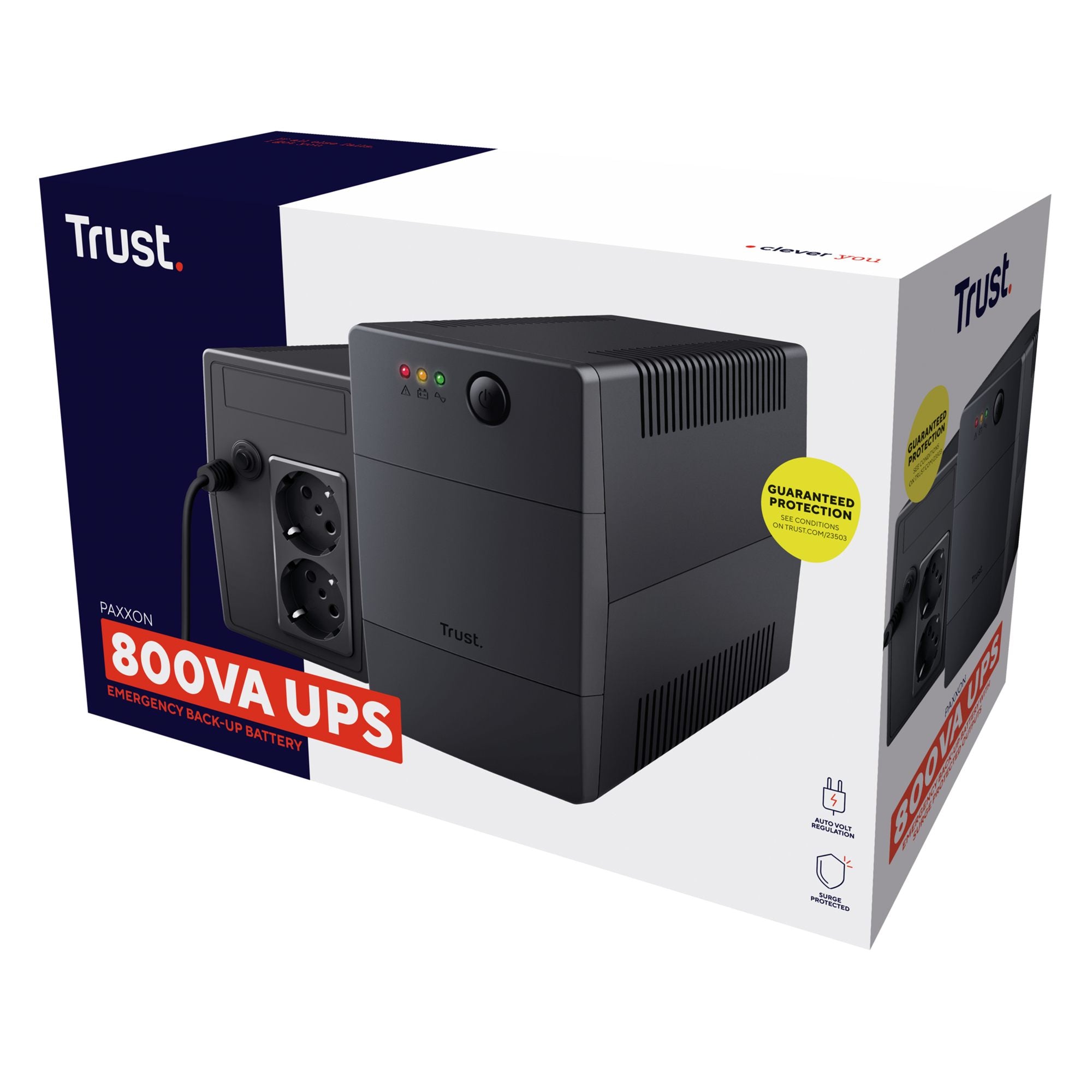 TRUST Onduleur PAXXON 800 VA avec 2 prises