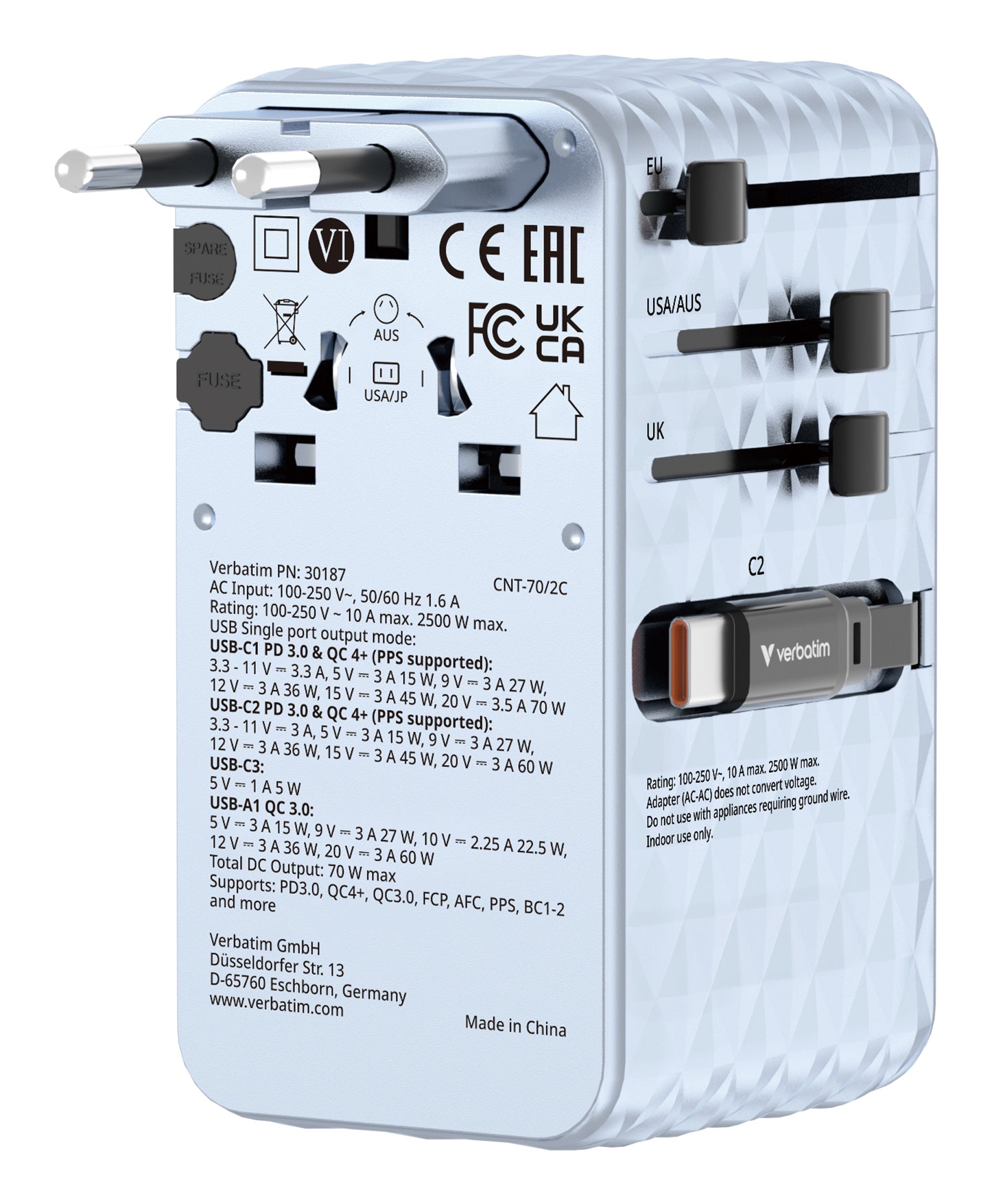 Charge 'n' Travel 70W 2C retractable Uni