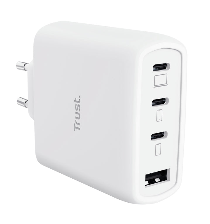 TRUST Chargeur MAXO USB 65 watts GAN 4 ports 3 USB-C + 1 USB-A + câble blanc