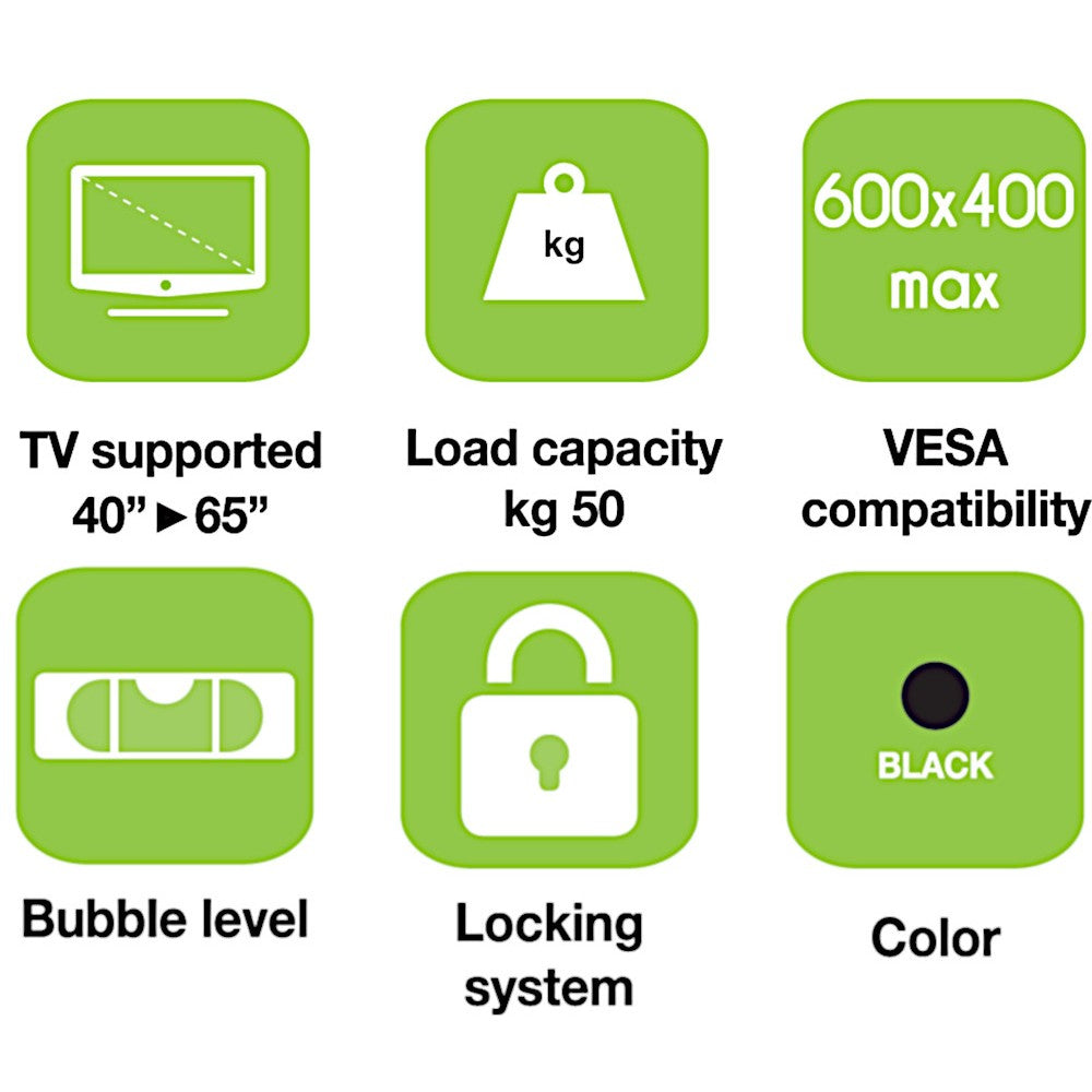 "Techly ICA-PLB 133LTY Support mural pour TV 40-65"" LED/LCD 50kg inclinable slim 37mm"