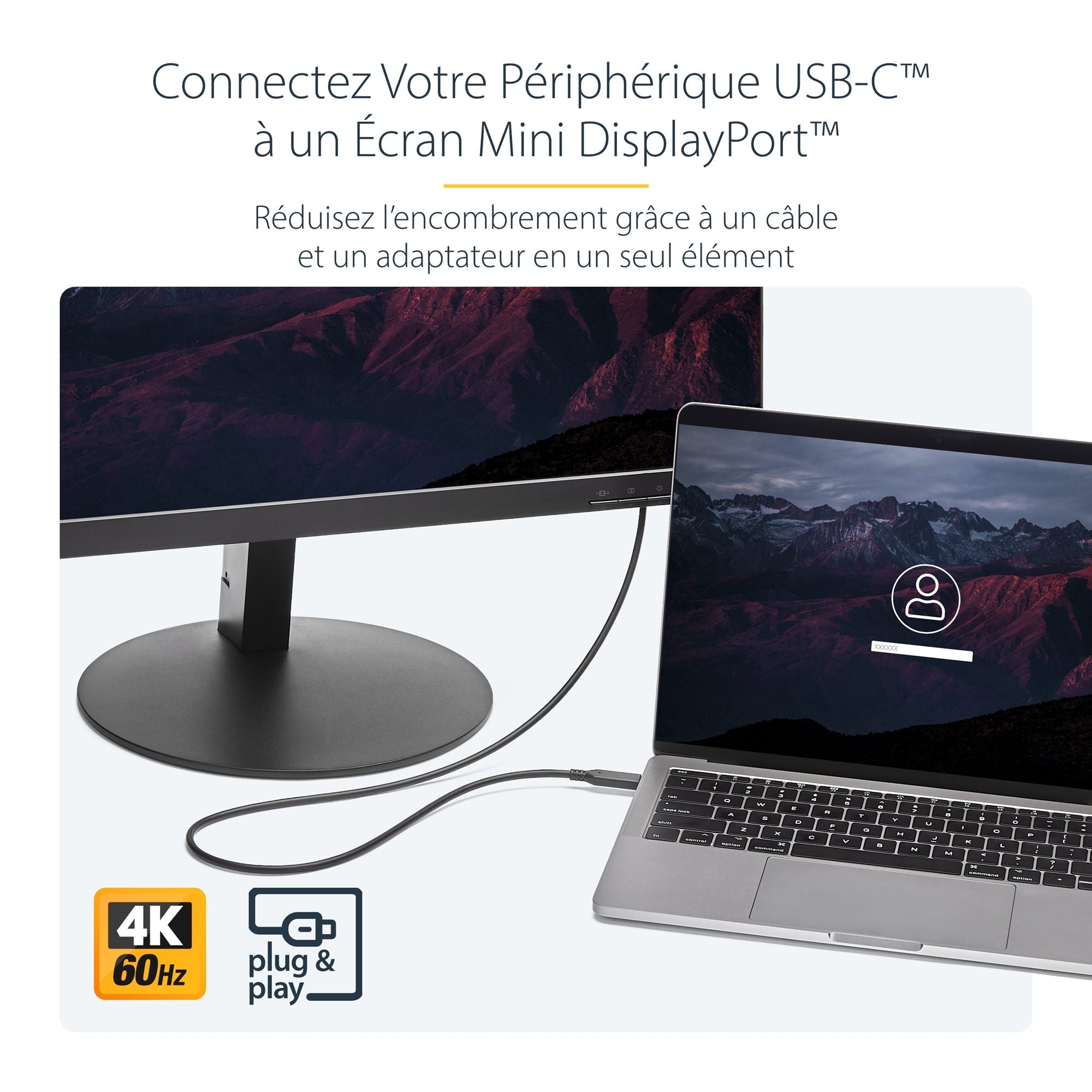 Cable USB C to Mini DisplayPort 6 ft
