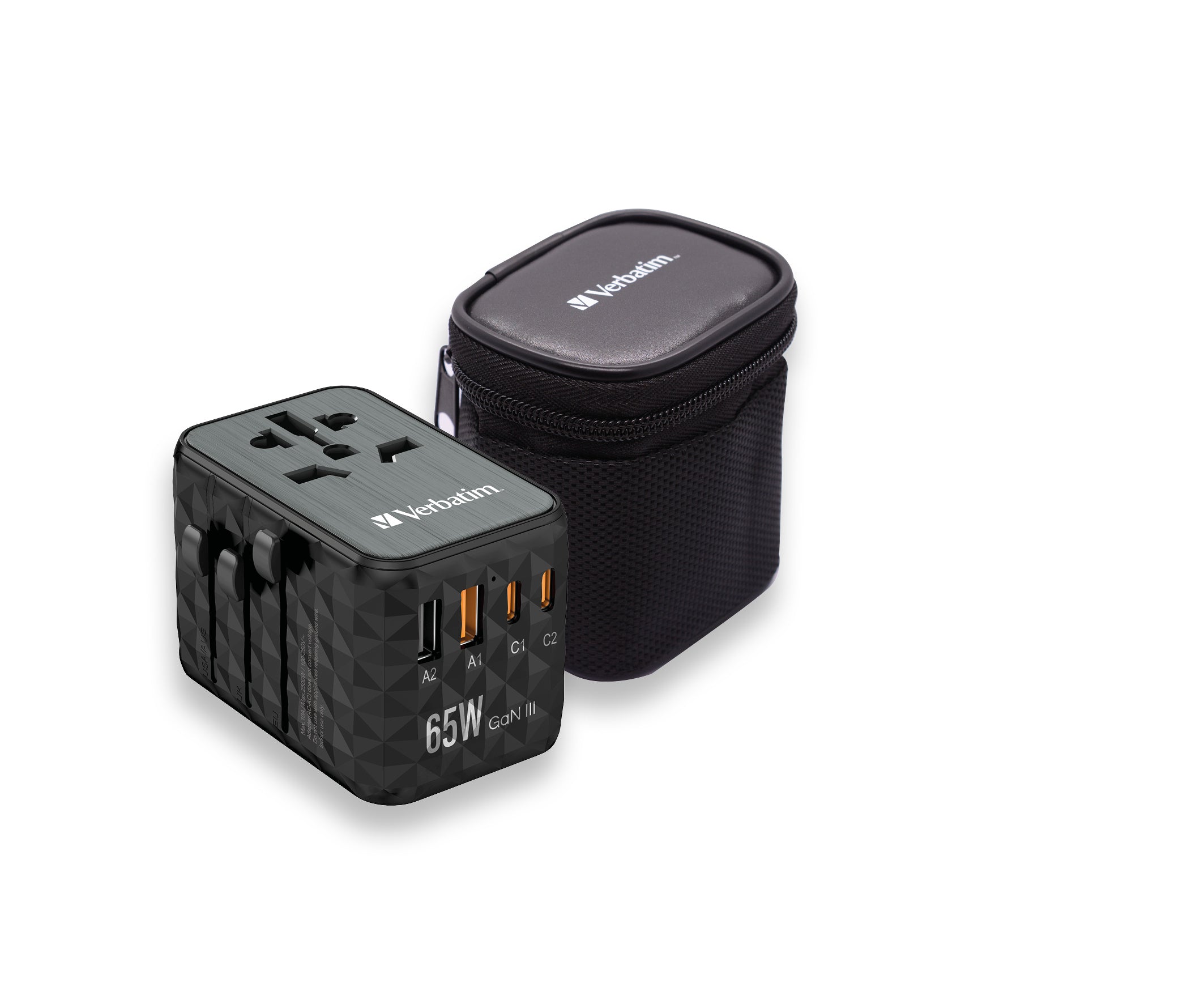 VERBATIM GAN III UNIVERSAL TRAVEL ADAPTER UTA-05 WITH 2 X USB-C PD 65W & QC 4+ / 2 X USB-A WCF (P)