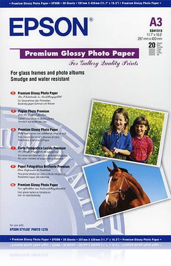 EPSON S041315 brillant photo papier inkjet 255g/m2 A3 20 feuilles pack de 1