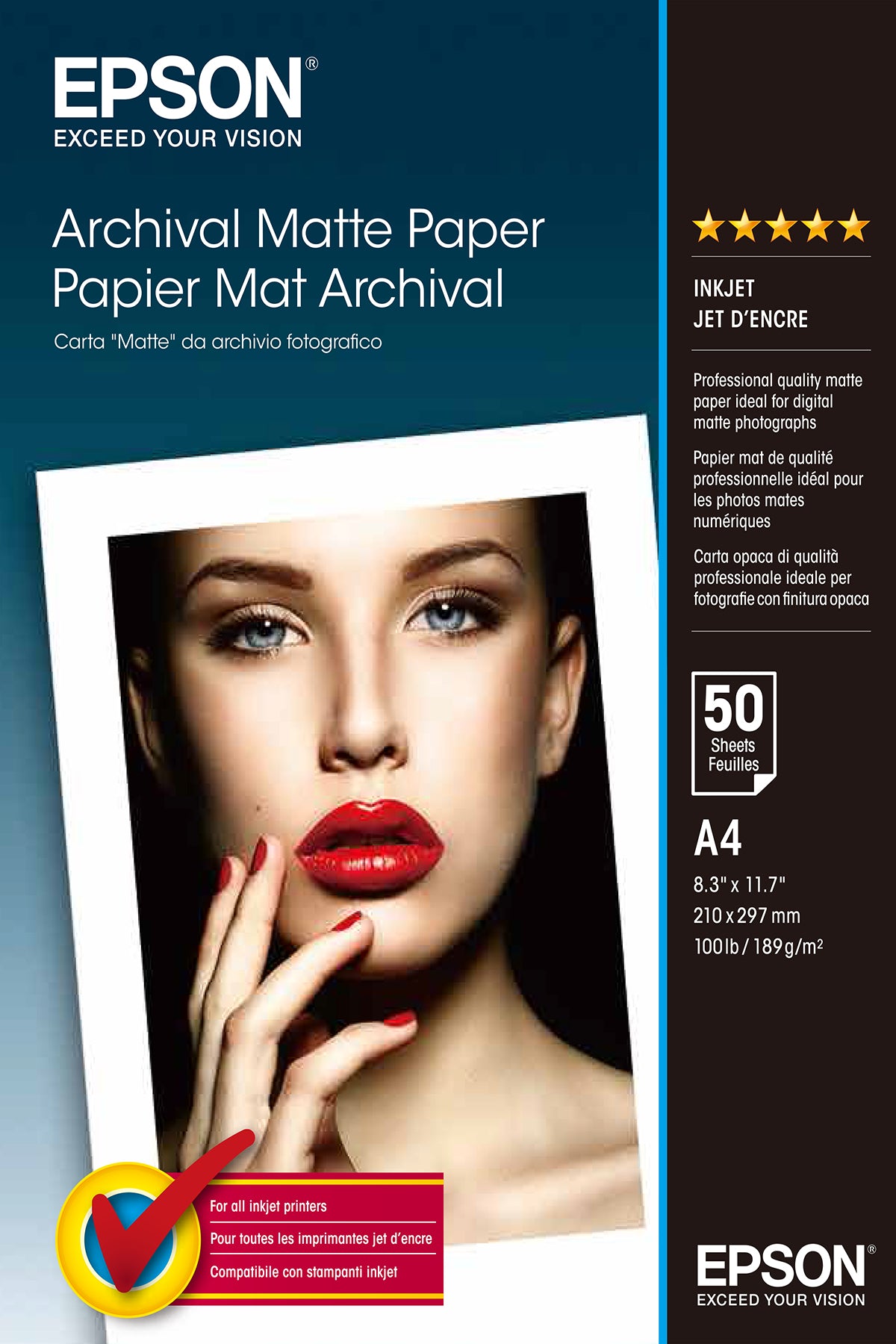 EPSON MATTE archival papier inkjet 192g/m2 A4 50 feuilles pack de 1