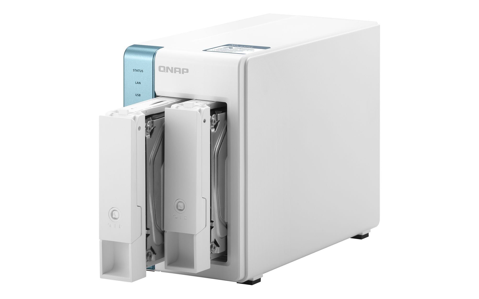 QNAP TS-231P3 NAS Tower Annapurna Labs Alpine AL-214 2 Go DDR3 0 To QNAP QTS Turquoise, Blanc