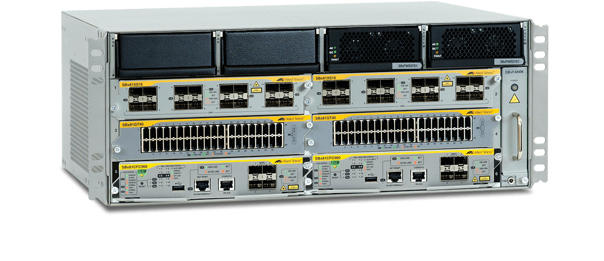 ALLIED AT-SBx8106 Châssis 4U Niv3+ 6 slots - 2 CFC et 4 à 5 SwitchBlade x81xx