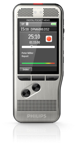PHILIPS Pocket-Mémo DPM6000: Enregistreur vocal à bouton-poussoir, 2 Mic Stéréo