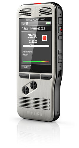 PHILIPS Pocket-Mémo DPM6000: Enregistreur vocal à bouton-poussoir, 2 Mic Stéréo