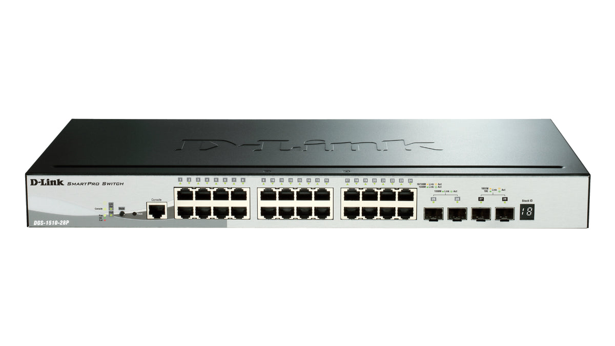 D-LINK 28-Port Smart Managed PoE Gigabit Stack Switch 2x 10G dlink green 3.0 24x 10/100/1000Mbit/s TP RJ-45 PoE Port 802.3at