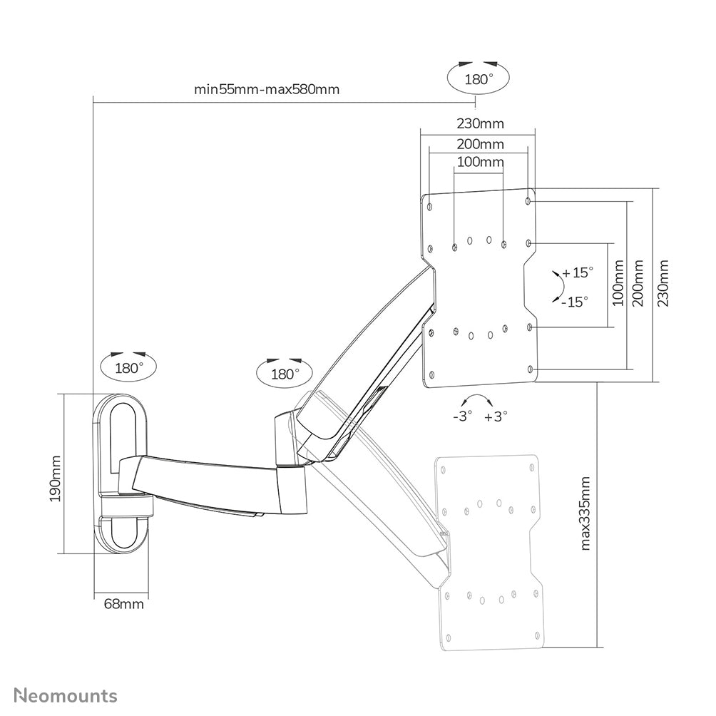 Wall Mount 10-40" Full Motion Gas SILVER