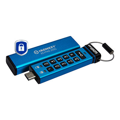 KINGSTON 128Go USB-C IronKey Keypad 200C FIPS 140-3 Lvl 3 Pending AES-256