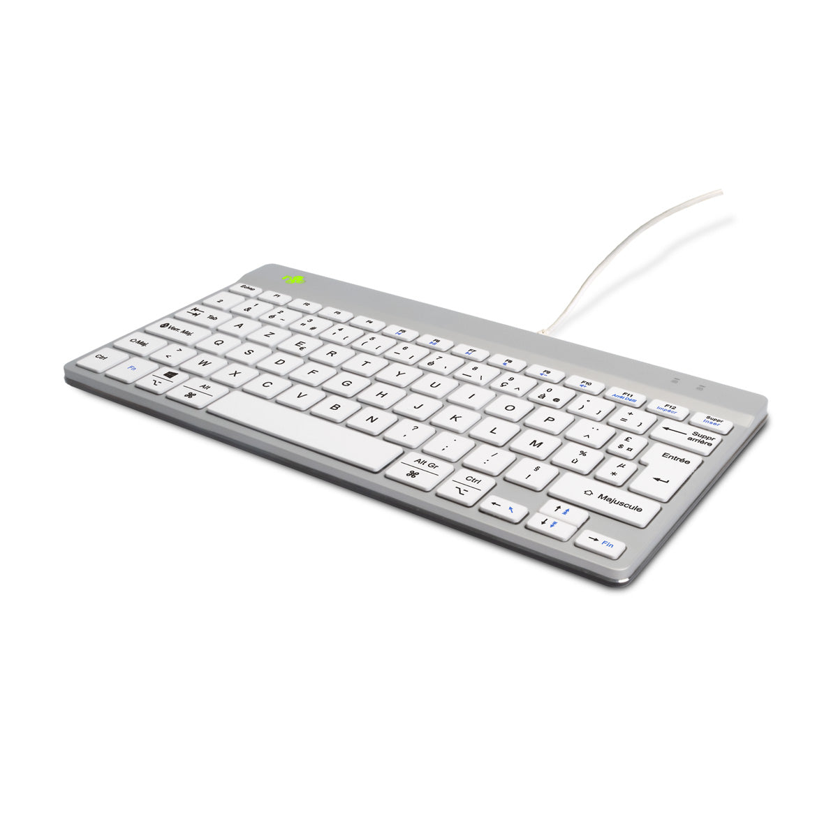 R-GO TOOLS Clavier ergo Compact Break, filaire blanc/argent